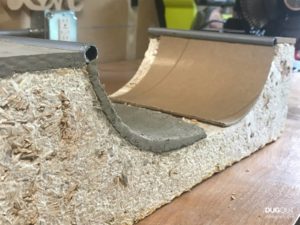Profile view of the concrete application.